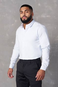 MATERIAL: 40% Viscose, 52% Nylon, 8% Spandex. FIT: True to Size. DESIGN: Elevate your formal attire with our collection of Formal Dress Shirts. Designed with a tailored fit, these shirts are crafted to enhance the natural contours of a body, creating a polished and sophisticated look. The dress shirt can be perfectly paired with 626 office tech pants. MODEL: The model in the first photo is wearing a size Large. Weight: 185lb Height: 5'11. Tech Pants, Formal Shirt Dress, Pants Model, Natural Contour, New Launch, Formal Attire, Short Leggings, Short Shirts, Dress Shirts