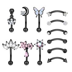 PRICES MAY VARY. Package: The item contains 12pcs different styles of rook piercing jewelry, as the picture shows. These curved barbell piercing jewelry can be used as eyebrow rings, rook earrings, daith piercing jewelry, tragus piercing, helix jewelry, small belly button rings and anti-eyebrow piercing. Size: Bar thickness: 16g(1.2mm); bar length: 8mm(5/16"); samll ball size:3mm, beauty and dainty, perfect daith earrings for women and men. Quality Material: Designed with a focus on comfort, saf Small Belly Button Rings, Surface Tragus Piercing, Surface Tragus, Anti Eyebrow, Small Belly, Eyebrow Rings, Daith Piercing Jewelry, Tragus Piercing Jewelry, Helix Jewelry