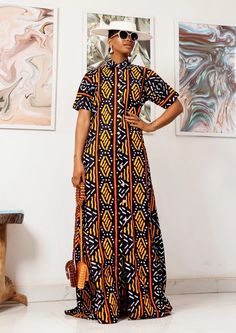 "PRODUCT DETAILS: Designed in the U.S., hand-crafted in Africa Delivery within 2 weeks Multiple prints available Introducing our stunning \"Beautiful Color Up\" Print Kaftan Dress, a perfect blend of African style, bohemian elegance, and contemporary fashion. Crafted with meticulous attention to detail, this exquisite kaftan dress is designed to make you feel effortlessly stylish and utterly confident wherever you go. The vibrant and eye-catching print showcases a harmonious fusion of colors, re Long Kaftan Dress African, Black Printed Short Sleeve Maxi Dress, Free Size Batik Print Maxi Dress, Black Printed Maxi Dress With Short Sleeves, Bohemian Short Sleeve Patterned Maxi Dress, Casual Short Sleeve Batik Kaftan, Casual Short Sleeve Batik Print Kaftan, Traditional Short Sleeve Batik Print Kaftan, Black Printed Short Sleeve Kaftan