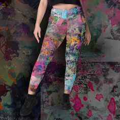 The world is a canvas to our imagination. Meaning Japanese text: Life. Paint splatter print recycled leggings with pockets - Sizes 2XS - 6XL. This product is made to order and will take at least 4-5 days to produce before it is shipped This exclusive design is only available at Hunky Donkey! LEGGINGS INFO: Meet your new favorite pair of pocket leggings. Featuring a classic, high-waisted cut, exceptional comfort, and two practical side pockets, these semi-compression leggings will support you during workouts and casual strolls around the city. Get yours now! * 74% recycled polyester, 26% elastane * UPF 50+ * Soft and stretchy fabric with a mild compression feel. * Tight fit * Flattering cut * High-waisted * 1 pocket on each side * Triangle gusset * Blank product components sourced from Chin Art Is Life, Japanese Text, Life Paint, Leggings With Pockets, Print Leggings, Compression Leggings, Legging Outfits, Womens Leggings, Pocket Leggings