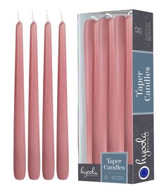 four pink candles in a package