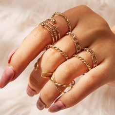 44311140172006 Rings Set For Women, Wedding Charm, Gold Rings Simple, Layered Rings, Gold Color Ring, Jewelry Photoshoot, Geometric Ring, Boho Accessories, Gold Ring Sets