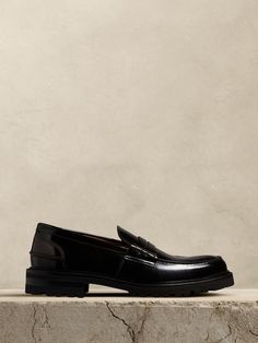 Men's Shoes - Shop All | Banana Republic Classic Slip-on Platform Loafers With Brogue Detailing, Classic Slip-on Moccasins With Lug Sole, Business Wingtip Loafers With Lug Sole, Classic Wingtip Loafers For Fall, Classic Formal Platform Loafers With Plain Toe, Classic Slip-on Leather Shoes With Lug Sole, Classic Platform Loafers For Formal Occasions, Classic Formal Platform Loafers, Classic Moccasins With Textured Sole For Fall