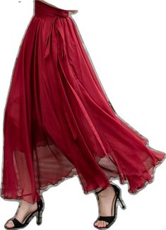 Elegant Red Full-length Maxi Skirt, Red Elegant Full-length Maxi Skirt, Elegant Full Length Red Maxi Skirt, Elegant Flowy Full Length Maxi Skirt, Chic Flowy Chiffon Skirt, Solid Color Chiffon Maxi Dress, Spring Chiffon Maxi Skirt, Flowy Chiffon Maxi Skirt For Spring, Chiffon Wide Leg Maxi Skirt For Spring