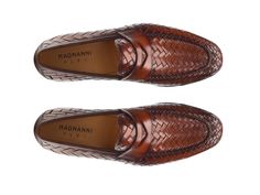 From the Línea Flex Collection, the Herman is a sophisticated hand-woven penny loafer. Extensive detail is displayed on the woven pattern which shows movement through the entirety of the shoe. Línea Flex blends classic Bologna construction with additional features for increased flexibility. With movement similar to a deconstructed shoe, Línea Flex provides a comfortable option for any dress or casual occasion. Classic Woven Leather Loafers, Classic Business Loafers With Woven Sole, Formal Brown Woven Leather Loafers, Elegant Woven Leather Loafers, Brown Formal Loafers With Woven Sole, Elegant Brown Woven Leather Loafers, Formal Brown Loafers With Woven Sole, Elegant Business Loafers With Woven Sole, Woven Pattern