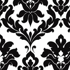 black and white wallpaper with an ornate design