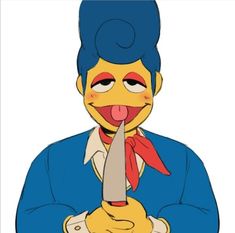 the simpsons is holding a knife in his hand