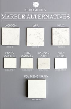 marble tiles and their names are displayed on a gray background with white trimmings