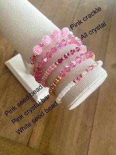 Bracelet Making Tutorial, Bracelet Stacks, Womens Bracelet, Bracelet Sets, Rose Gold Hardware, Crystal Collection, Pink Crystal, Bracelet Stack, Gold Rose