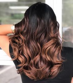 Balyage Long Hair, Cinnamon Hair Colors, Baylage Hair, Bangs Ideas, Cinnamon Hair, Top Knots, Hairstyle Short, Shorter Hair