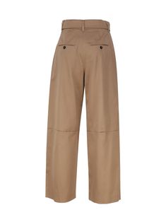 -Cotton trousers -Zip and button closure -High-waisted band with belt loops -Loose fit -Made in Italy -Colour: CamelComposition: 100% Cotton Classic Wide-leg Cargo Pants For Work, Wide-leg Cargo Pants For Work With Welt Pockets, Wide Leg Chinos With Belt Loops For Fall, Straight Leg Work Pants With Belt Loops, High Waist Belted Wide Leg Work Pants, High Waist Cargo Pants With Welt Pockets For Workwear, Cotton Workwear Pants With Belted Cuffs, Cotton Work Pants With Belted Cuffs, Wide-leg Cargo Pants For Work