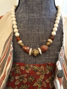 Excited to share this item from my #etsy shop: Carnelian beaded wood tribal necklace White Bohemian Jewelry With Wooden Beads, Bohemian White Jewelry With Wooden Beads, White Artisan Necklace With Wooden Beads, Artisan White Necklace With Wooden Beads, Bohemian Cream Jewelry With Wooden Beads, Unique White Wooden Beads, Unique White Necklaces With Wooden Beads, Vintage White Beaded Necklace With Wooden Beads, White Bohemian Beads With Natural Stones