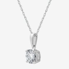 Diamond Clarity: I2-I3Jewelry Closure: Spring Ring ClaspSetting: ProngShape: RoundStone Cut: RoundDiamond Color: G-HMetal Color: WhiteCenter Stone Weight: 1 Ct.Chain Length: 18 InchRounded Carat Weight: 1 Ct.Chain Construction: CableCare: Wipe CleanStone Type: 1 Lab Grown DiamondAuthenticity: Lab Grown DiamondBirthstone: April BirthstoneMetal: 10k White GoldNecklace Type: Pendant Necklaces, Solitaire NecklacesPendant & Charms Type: PendantsCountry of Origin: Imported Timeless Sterling Silver Solitaire Necklace For Formal Occasions, Vs Clarity Solitaire Necklace For Formal Occasions, Classic White Gold Jewelry With Prong Setting, Sterling Silver Diamond Necklace For Formal Occasions, Sterling Silver Diamond Necklace For Formal Events, Timeless Formal Sterling Silver Solitaire Necklace, Silver Solitaire Necklace For Formal Events, Formal Sterling Silver Diamond Necklace, Fine Jewelry Silver Solitaire Necklace For Formal Occasions