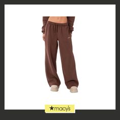 in stock Relaxed Fit Wide Leg Sportswear Sweatpants, Casual Full-length Brown Sweatpants, Casual Full Length Brown Sweatpants, Sporty Brown Pants, Comfy Bottoms For Fall Streetwear, Streetwear Wide Leg Sweats With Elastic Waistband, Streetwear Wide-leg Sweats With Elastic Waistband, Streetwear Sweats With Elastic Waistband And Wide Leg, Brown Athleisure Pants For Loungewear