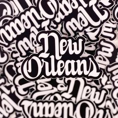 the new orleans sticker is shown in black and white