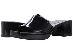 Steve Madden Harlin Sandal - Women's Dress Sandals : Black : Add a splash of fun to your wardrobe wearing the Steve Madden Harlin Sandal. Man-made upper, lining, insole, and outsole. Chunky block heel. Slip-on construction. Open toe silhouette. Imported. Measurements: Heel Height: 2 in Weight: 10.2 oz Product measurements were taken using size 6, width M. Please note that measurements may vary by size. Weight of footwear is based on a single item, not a pair. Black Cowgirl Boots, Sandals Steve Madden, Black Shoes Heels, Platform Clogs, Melissa Shoes, Discreet Tattoos, Slip On Mules, Chunky Block Heels, Womens Mules