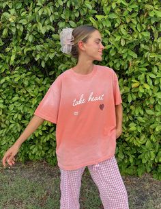 “I have told you these things, so that in me you may have peace. In this world you will have trouble. But take heart! I have overcome the world." -John 16:33    Size:  Model is 5'9" and wearing a size Small. Fit:  Oversized, Unisex Fit. Color: Living Coral Composition:  100% Cotton Features:   Garment Dyed, Super Soft, Pre-Shrunk I Have Overcome The World, Elevated Faith, Overcome The World, Christian T Shirts, Take Heart, Live Coral, Living Coral, Told You, Pre Fall