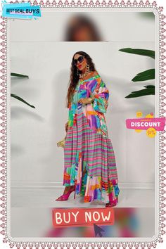 Oversized V-neck Printed Painted Retro Pleated Long Sleeve Loose Dress Oversized Multicolor Printed Dresses, Oversized Multicolor V-neck Dress, Multicolor Oversized V-neck Dress, Loose Multicolor Vacation Dress, Multicolor Loose Dress For Vacation, Loose Multicolor Dress For Vacation, Oversized Multicolor Printed Maxi Dress, Oversized Multicolor Maxi Dress For Vacation, Color Pick