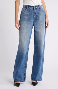 Amp up your casual-cool game in these high-waist jeans designed in a baggy silhouette with wide legs. 26 1/2" inseam; 20 1/2" leg opening Zip fly with button closure Front slant pockets; back pockets 100% cotton Machine wash, line dry Imported Baggy Wide Leg Jeans, Waist Jeans, Designer Jeans, Wide Legs, Wide Leg Jeans, High Waist Jeans, Leg Jeans, High Waist, Wide Leg