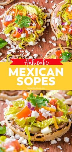 mexican sopes with shredded cheese and lettuce on top