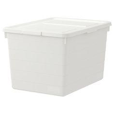 a white plastic storage box on a white background