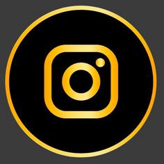 the instagram logo in yellow and black on a dark background with an orange circle around it