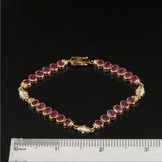 I Won This At An Estate Auction Years Ago And Just Never Wear It. 18k Gold, Natural Rubies, Diamonds. I Will Not Accept Low Offers. Hand-set Ruby Gold Bracelets, Hand-set Ruby Bracelets In Gold, Hand Set Ruby Bracelets In Gold, Gold Ruby Bracelets With Hand Set Stones, Elegant Red Bangle Gold Bracelet, Elegant Red Gold Bangle Bracelet, Luxury Red Gold Bracelet For Formal Occasions, Luxury Red Gold Bracelet For Formal Events, Ruby Gemstone Tennis Bracelet