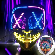 💀 **Spine-Chilling Glow**   Make a haunting entrance with our Luminous Scary Skull Mask. Designed for those who love the thrill of Halloween, this LED Light Up Horror Skeleton Mask features neon glowing details that will leave everyone in awe. Whether you're at a carnival, bar party, or haunted house, this mask guarantees a night full of spine-tingling fun. 🔦 **Eerie Illumination**   Step into the spotlight with our LED Light Up Skull Mask, crafted to unleash your inner ghoul. The luminous eff Neon Mask, Neon Halloween, Carnival Parties, Skeleton Mask, Scary Skull, Skeleton Costume, Bar Party, Skull Mask, Carnival Party