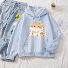 [{ product_title }}- Bobo's House Kawaii Shiba, Kawaii Hoodies, Kawaii Hoodie, Harajuku Hoodie, Cute Hoodie, Soft Hoodie, Round Neck Tops, Loose Sweater, Hoodie Girl