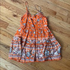 Orange Pattern Never Been Worn Urban Outfitters Casual Cotton Sundress, Casual Cotton Sundress By Urban Outfitters, Urban Outfitters Vacation Dress With Spaghetti Straps, Casual Mini Dress By Urban Outfitters, Urban Outfitters Cotton Sundress For Vacation, Urban Outfitters Summer Sundress For Vacation, Urban Outfitters Sundress For Vacation, Urban Outfitters Casual Sundress For Beach, Urban Outfitters Cotton Dress For Vacation