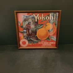 A very vintage Yokohl Brand  California Orange Growers Association fruit crate label wood frame. Size: 11 1/2" x 10 3/4" frame is also vintage. Check out photos. In very good vintage condition. Oranges Fruit, Vintage Fruit Crate Label, Fruit Crate Label, Fruit Crate, Crate Label, Decor Pictures, Vintage Fruit, Orange Fruit, Wood Frame