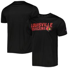 Ensure your Louisville Cardinals spirit always packs a punch on game day by grabbing this Impact Knockout T-shirt from Champion. Along with the team wordmark and logo printed across the chest, this bold tee comes in the team's color, giving you an unquestionably spirited look. Plus, the crew neck and polyester fabric make pairing this casual shirt with your favorite cap or team-inspired accessory a breeze.Ensure your Louisville Cardinals spirit always packs a punch on game day by grabbing this Impact Knockout T-shirt from Champion. Along with the team wordmark and logo printed across the chest, this bold tee comes in the team's color, giving you an unquestionably spirited look. Plus, the crew neck and polyester fabric make pairing this casual shirt with your favorite cap or team-inspired a Black T-shirt With Logo For Baseball Season, Varsity Logo Print T-shirt For Game Day, Collegiate T-shirt With Team Logo For Sports Events, Collegiate Game Day T-shirt With Team Name, Varsity Sports T-shirt With Team Name, Black Varsity T-shirt For Fan Gear, Black Varsity T-shirt For Game Day, Varsity Style T-shirt For Sports Season Fan Gear, Team Logo T-shirt For Game Day