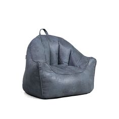 a grey bean bag chair on a white background