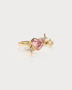 Sparkle Heart Ring in Gold - En Route Jewelry En Route Jewelry, Sense Of Self, Sparkling Stars, Y2k Retro, Jewelry Lookbook, Follow Your Heart, Jewelry Inspo, Dream Jewelry, Zambia