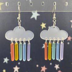 Rainbow Rain Dangle Earrings - Etsy The Rainbow Connection, Rainbow Rain, Rainbow Connection, Frosted Acrylic, Christmas Tree Earrings, Diamond Solitaire Necklace, Chattanooga Tn, The Lovers, Solitaire Necklaces