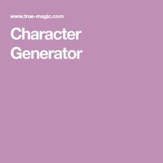 the character generator is shown in white on a purple background