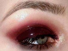 Eye Aesthetic, Red Eye Makeup, Glossy Eyes, Glitter Eye Makeup, Red Makeup