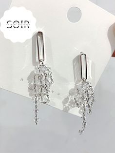 Lustrous Crystal Cascade Tassel Drop Earrings - Soirées Boutique Refracting Light, Stud Drop Earrings, Grape Earrings, Tassel Drop Earrings, Crystal Accessories, Crystal Design, Silver Drop Earrings, Diy Earrings, Cute Earrings