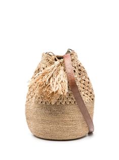 a straw bag on a white background