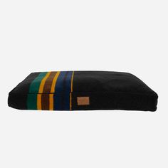 BOULDERBARKS-PENDLETON-DOG-BED-BLACK-OXFORD-NAPPER-BLACK-YELLOW-PILLOW Black Dog Bed, Pet Camping, Plush Bed, Pet Food Storage, Camping Pillows, Vintage Camping, Soda Bottles, Cute Cookies, Bold Stripes