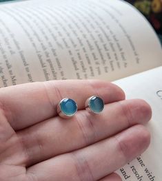 Stud Chalcedony Blue Earrings Sterling Silver Gemstone Giftbox - Etsy Modern Sterling Silver Earrings With Cabochon, Everyday Sterling Silver Cabochon Jewelry, Silver Gemstone Cabochons For Gifts, Modern Cabochon Earrings For Gifts, Modern Cabochon Earrings Gift, Sterling Silver Cabochon Earrings Gift, Round Polished Cabochons For Gifts, Round Polished Cabochons As Gifts, Chalcedony Earrings