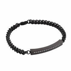 a black chain bracelet with a metal bar on it