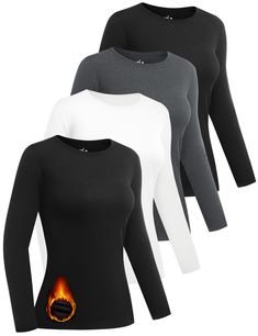 PRICES MAY VARY. 🔥【DOUBLE-SIDED FLEECE】: Necessary in winter, these thermal crew neck shirts were used internal and external double-sided fleece design, warm and care for your skin, effectively block the invasion of cold air, give you a full range of warm experience. ✅【ROUND NECK DESIGN】: Our round neck shirt was used simple and generous round neck design, showing elegant temperament. It can not only modify the face shape, but also increase the fashion sense of the overall shape, so that you ca Thermal Undershirt, Thermal Clothes, Women's Wardrobe Essentials, Womens Thermal, Layered Shirts, Round Neck Shirt, Thermal Long Sleeve, Cold Season, Cold Air