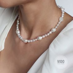 "Gorgeous baroque pearl necklace, constructed from stunning freshwater pearls, individually strung on a silk thread.  The natural pearls have a stunning lustre to them and are just beautiful! All gold parts 18k gold plated, including an extension chain allowing you to wear the necklace at a shorter collar style length 15.5\" or longer at 18\".  Each pretty little genuine pearl is individually formed by an oyster, with it's own natural irregularities, perfectly imperfect, making each necklace ori Keshi Pearl Necklace, Chunky Choker, Layered Necklace Set, Baroque Pearl Necklace, Freshwater Pearl Necklace, Jewelry Show, Gold Necklace Layered, Bead Chain, Pearl Choker