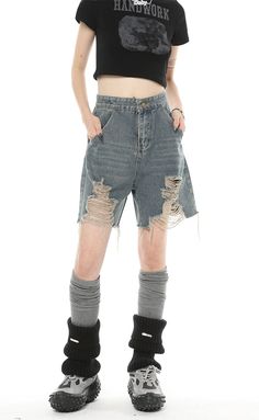 Embrace the effortless cool with our Distressed Denim Bermuda Straight-Leg Shorts, a must-have staple for your summer wardrobe.
Crafted from quality denim fabric, these high-waisted shorts offer a loose, straight fit that contours comfortably to your shape. The unique distressed detailing adds a touch of edgy flair, while the conventional thickness ensures day-long comfort and durability.
Pair these versatile shorts with a tucked-in graphic tee and sneakers for a casual day out, or elevate your Grunge Jean Shorts With Built-in Shorts, Trendy High-waisted Shorts For Streetwear, Y2k High Waist Denim Shorts, Y2k Style High-waisted Shorts For Summer, Y2k Distressed Cotton Bottoms, Y2k Style Distressed Cotton Bottoms, Y2k Denim Bottoms With Built-in Shorts, High Waist Bottoms With Built-in Shorts For Streetwear, Y2k High Waist Shorts For Streetwear