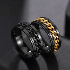 Men Wrist Watches LIGE Original Brand Luxury Tungsten Watches – Atom Oracle Cool Ring, Punk Women, Ring Man, Men Rings, Stylish Rings, Chain Fashion, Spinner Ring, Rings Cool, Fashion Ring