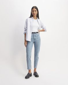 The ’90s Cheeky® Jean Vintage Wash Blue – Everlane Trendy Mom Fit Straight Leg Cropped Jeans, Relaxed Fit Cropped Jeans With Tapered Leg, Everyday Mom Fit Cropped Jeans With Tapered Leg, Relaxed Fit Cropped Jeans With Tapered Leg For Everyday, Fall Mom Fit Cropped Jeans With Tapered Leg, Everyday Dark Wash Cropped Jeans With Straight Hem, Fall Mom Fit Cropped Jeans In Rigid Denim, Fall Mom Fit Cropped Rigid Denim Jeans, Trendy Mom Fit Jeans For Everyday