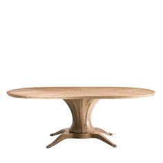 an oval wooden table with four leaves on the base and one leaf at the top