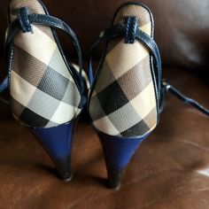 Burberry Marble Royal Blue Sandals With A Platform, A Little Scuffed, But Not That Noticeable Shown In The Pics, Still In Mint Condition, Sexy Sandals That Could Be Worn With Jeans Or Dress It Up! Royal Blue Sandals, Burberry Shoes, Blue Sandals, Mint Condition, Shoes Women Heels, Royal Blue, Burberry, Shoes Heels, Marble