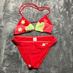 Nwot Super Cute Red Bikini With Hearts, Flowers And Sequins. It Has No Tags But Was Never Worn. Red Fun Swimwear For Pool, Fun Red Swimwear For Pool, Playful Red Stretch Swimwear, Red Stretch Festival Swimwear, Fun Red Swimwear For The Beach, Playful Swimwear For Festivals, Playful Fitted Swimwear For Festivals, Red Fitted Swimwear For Holiday, Fitted Red Swimwear For Holiday